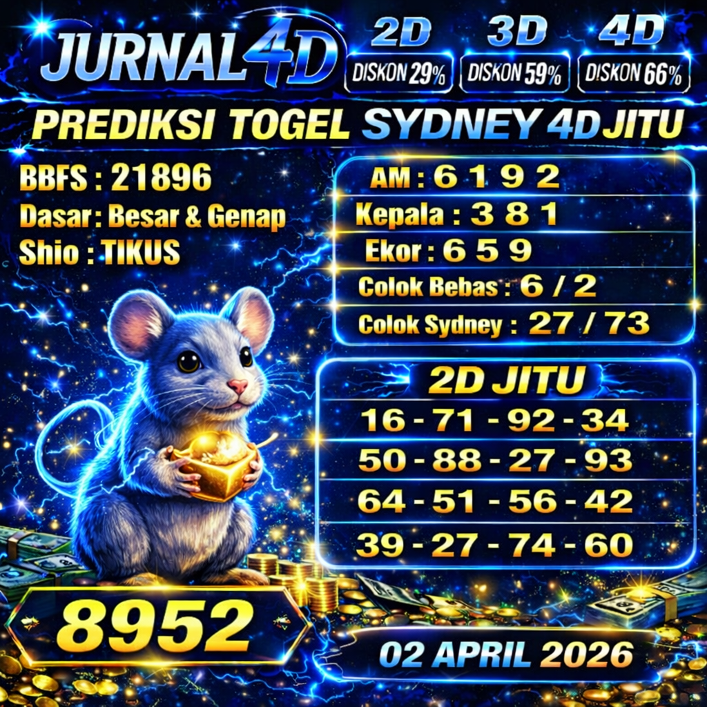 Prediksi Sydney 02 April 2026 JURNAL4D